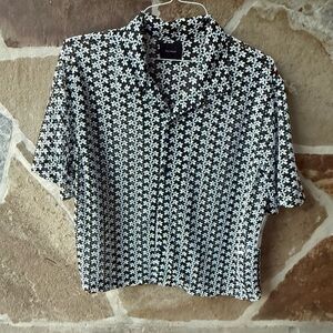 NWT PacSun Black and White cropped crochet Men's Shirt